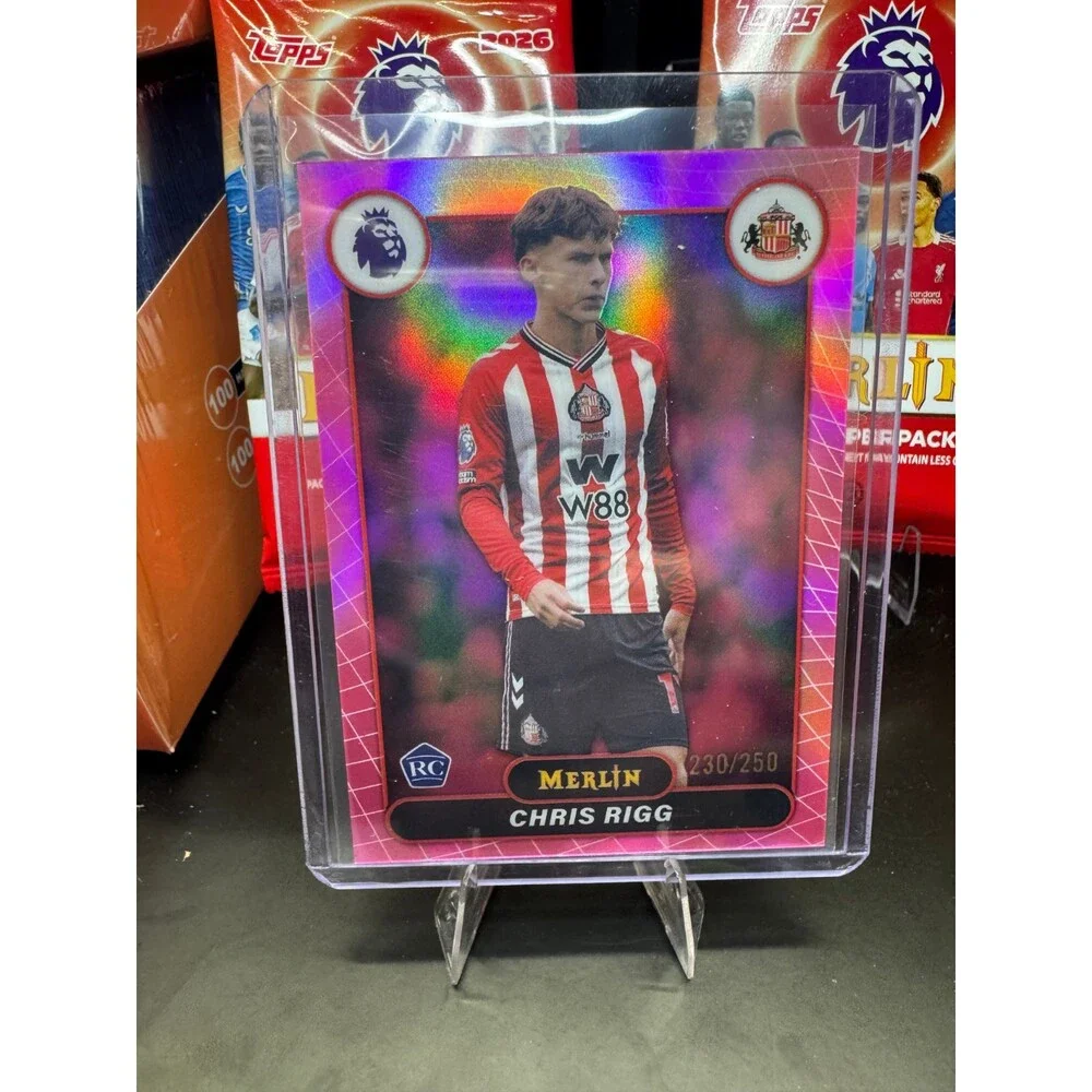 2026 Topps Merlin Premier League #163 Chris Rigg, Sunderland RC Pink /250